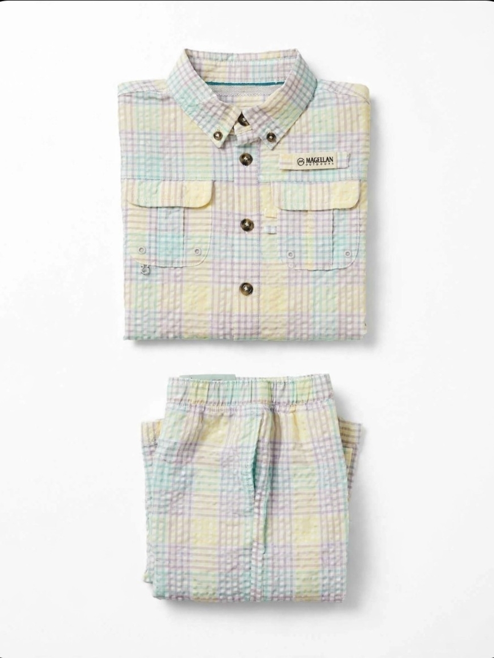 Magellan Kids' Yellow & Light Blue Pastel Shirt & Short Set Size 4 Boys NWT